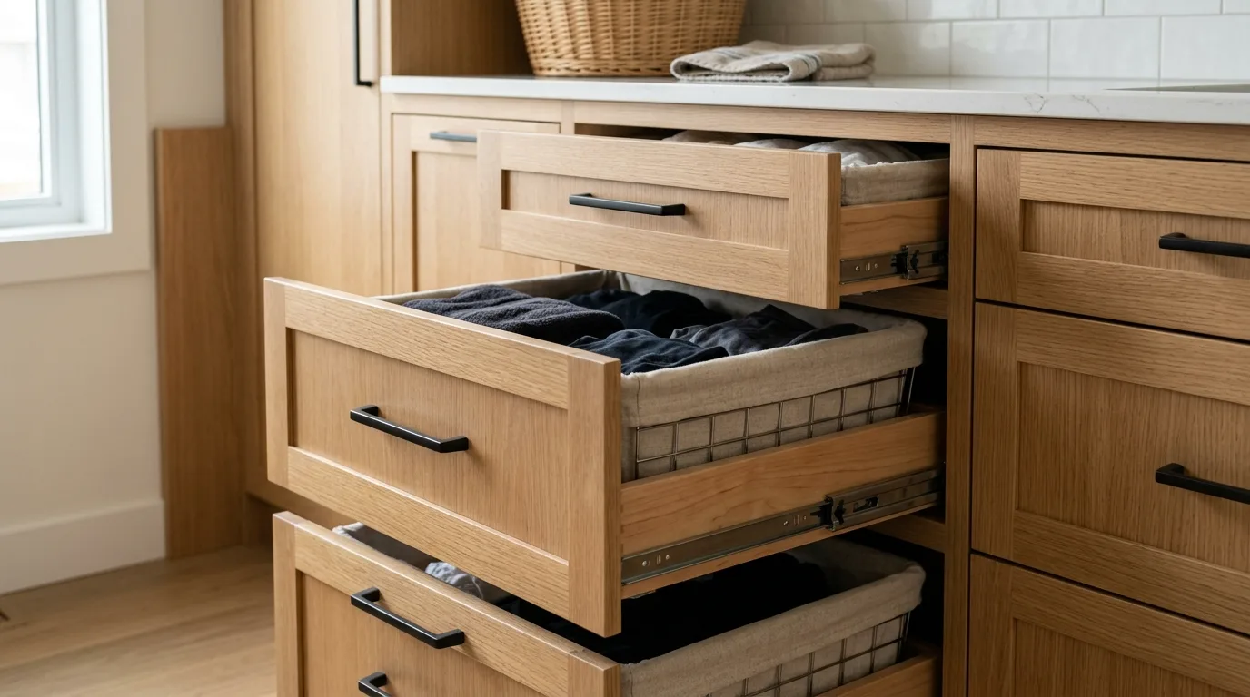 Bring in baskets that keep sorting simple inspiration for a small laundry room.